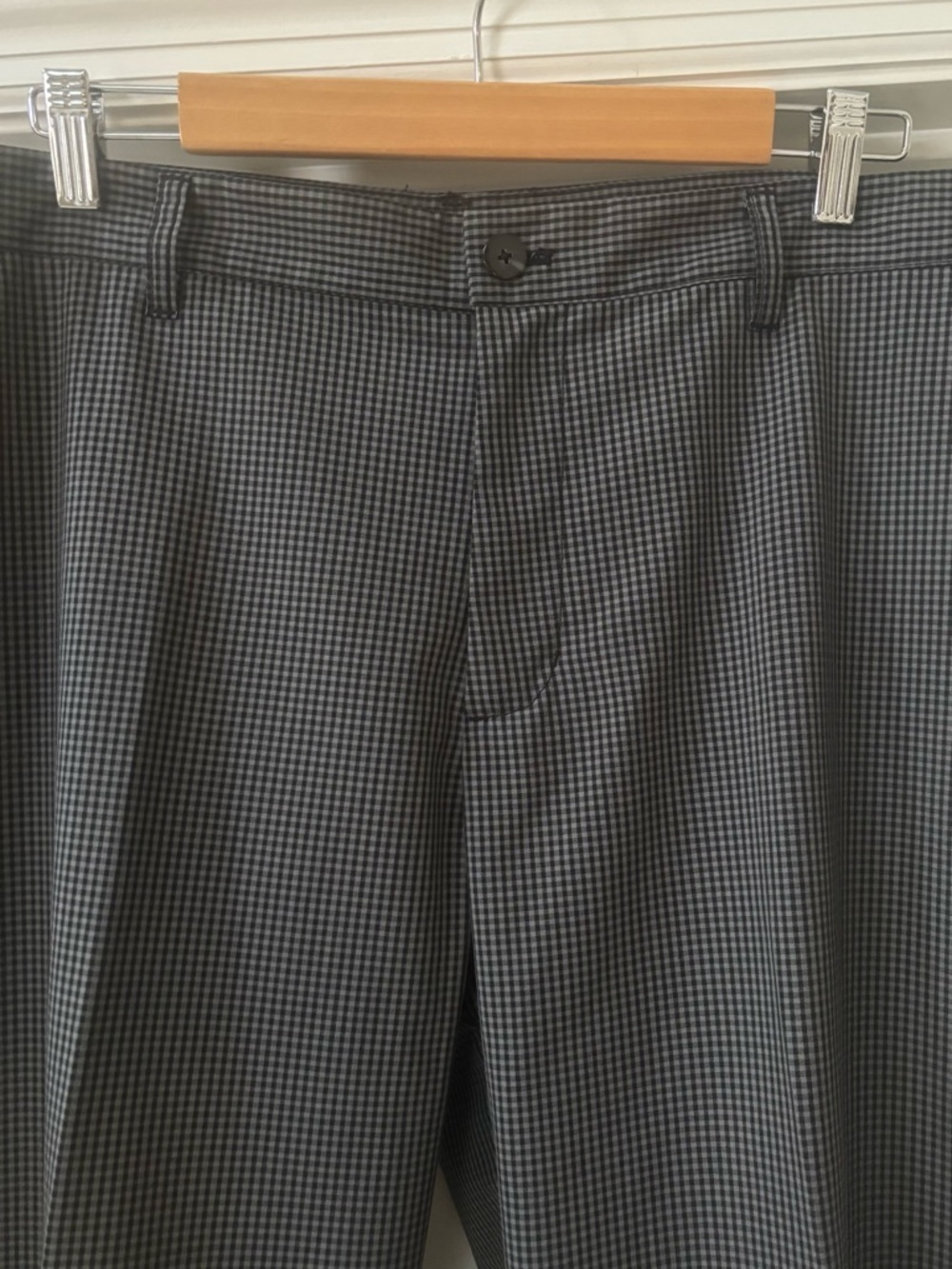 Adidas Golf Gray Micro Check Pants 38x32 Performance Stretch Dress Trouser - Picture 3 of 9